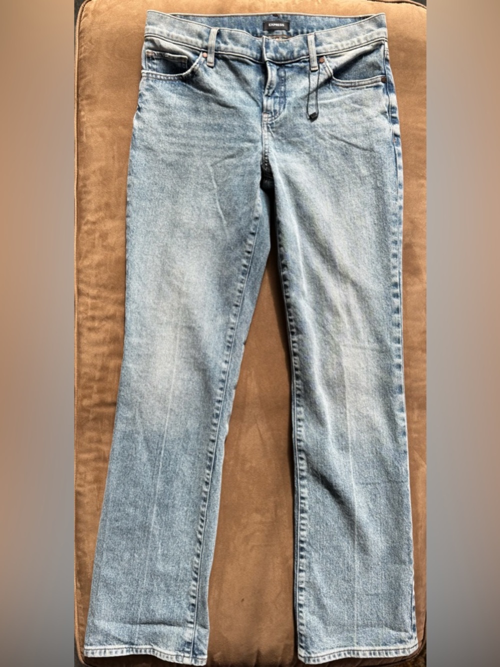 Express Blue Denim Low Rise Editor Boot